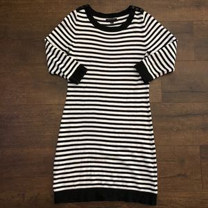 Banana Republic Black White Striped Sweater Dress